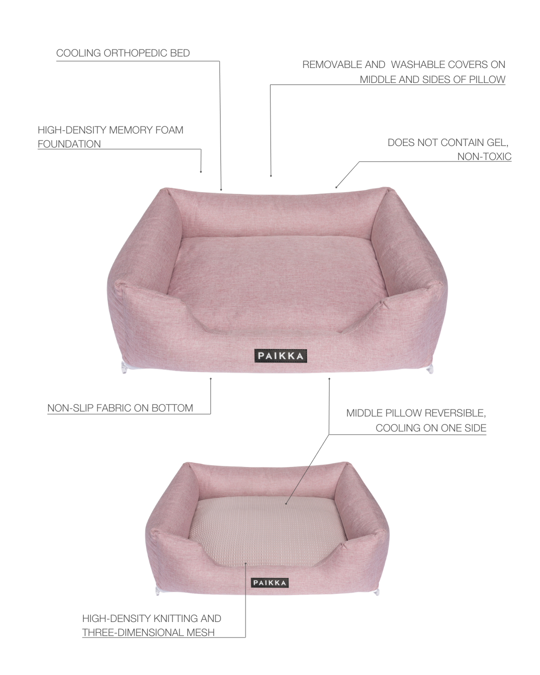PAIKKA Orthopedic Bed Pink