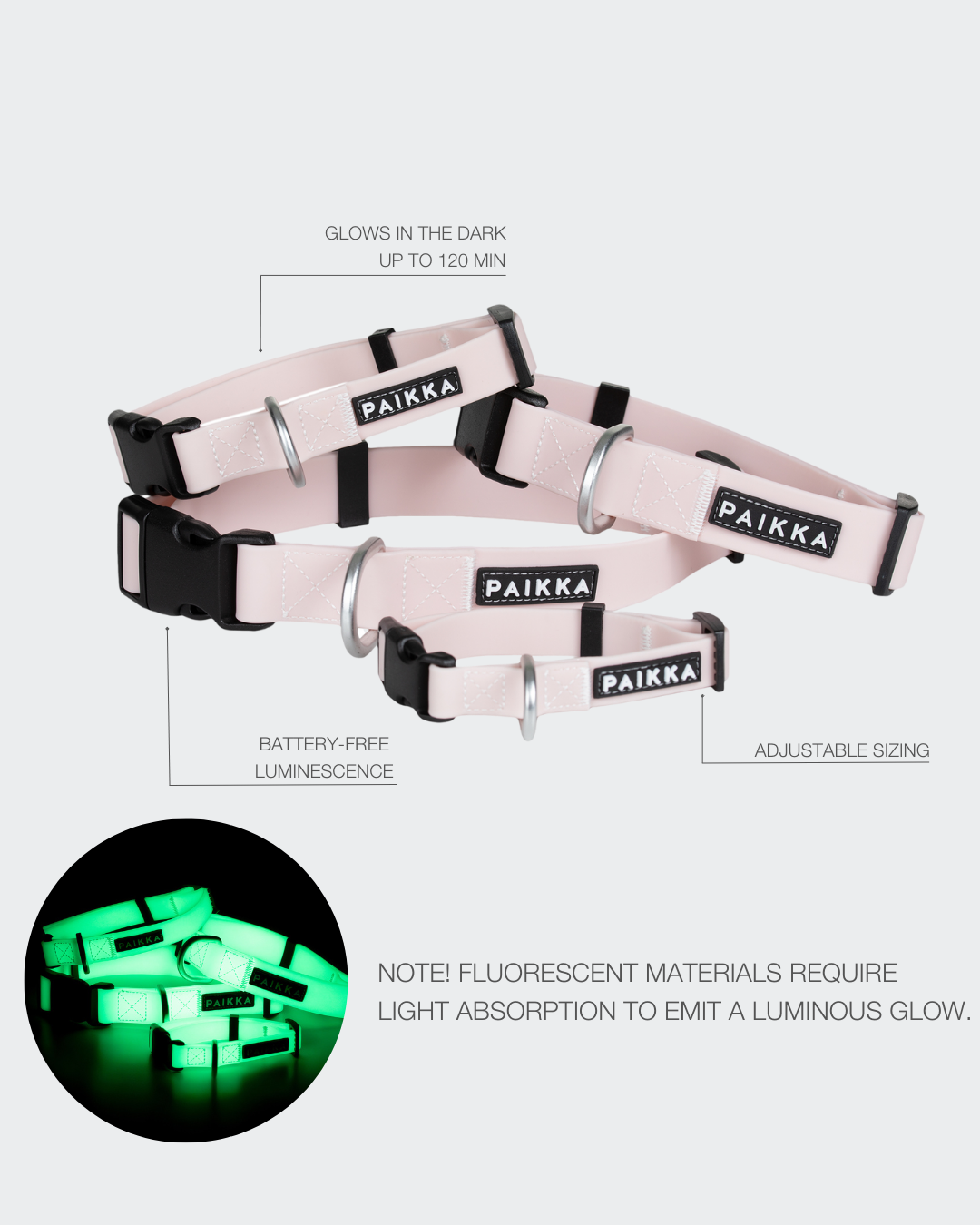 PAIKKA Glow Hundehalsband Rosa