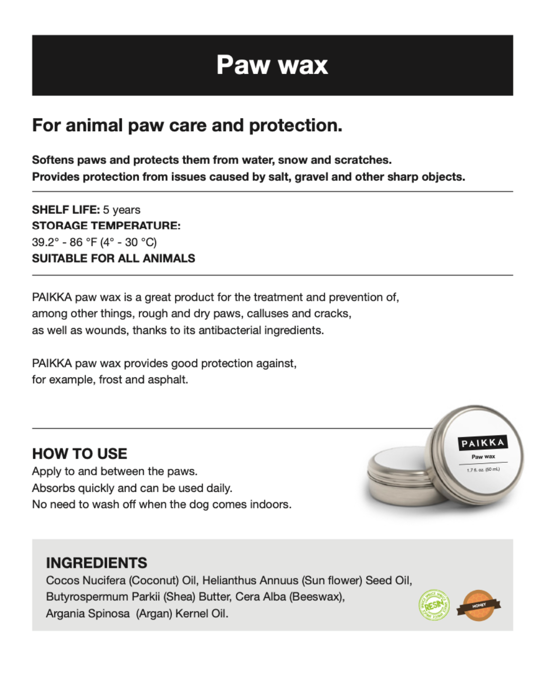 Cire pour pattes PAIKKA 50 ml
