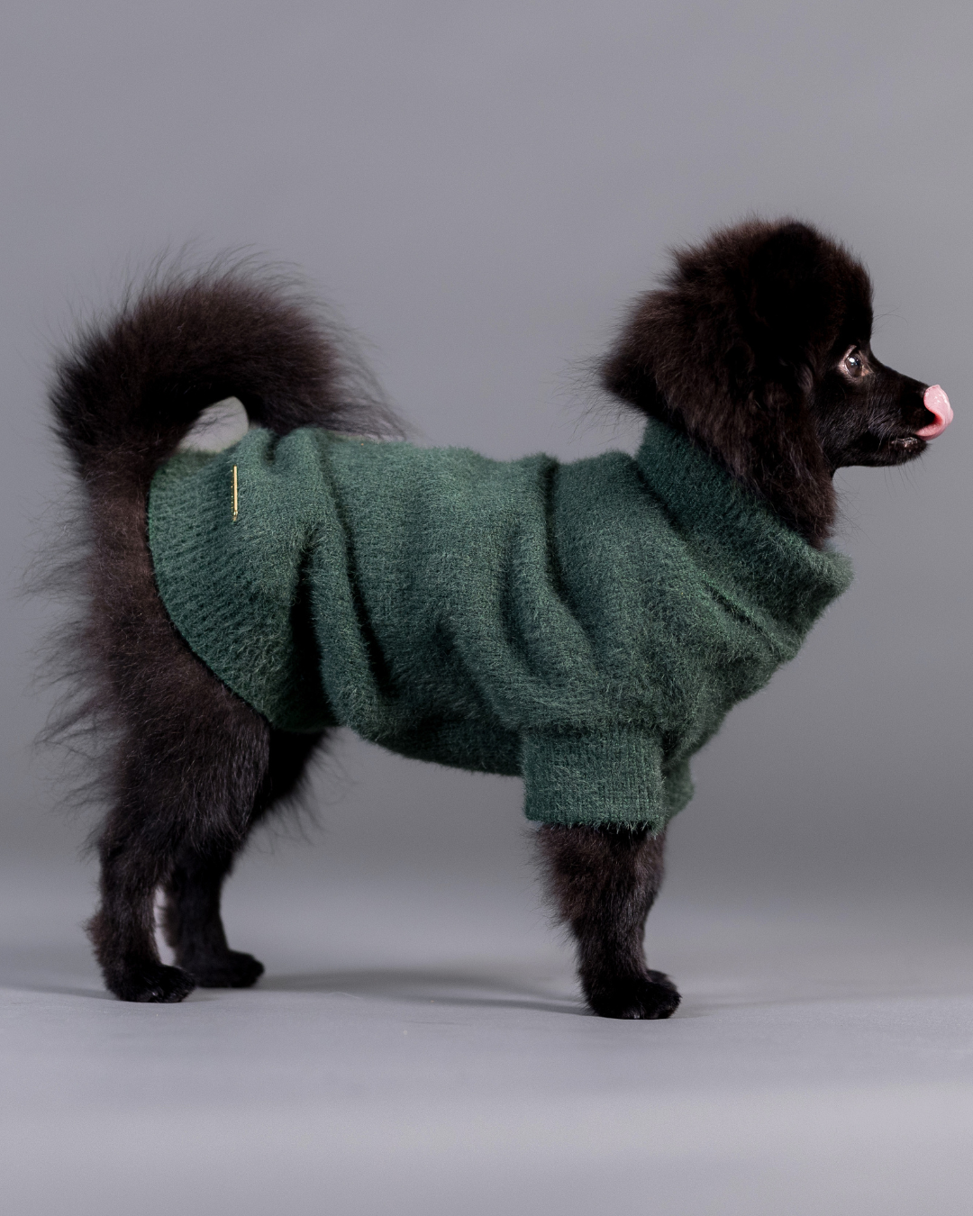 PAIKKA Pelzstrickpullover Grün