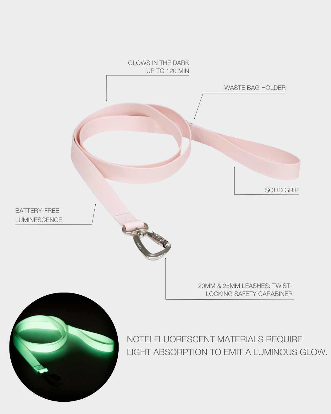 PAIKKA Glow Hundeleine Rosa