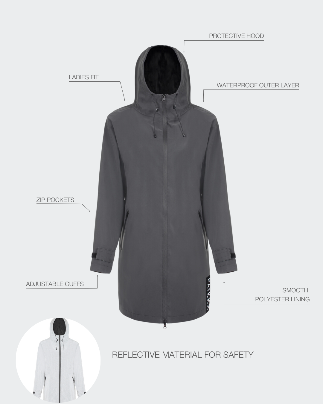 PAIKKA Human Visibility Raincoat Dark