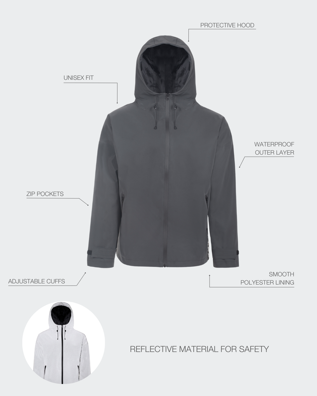 PAIKKA Human Visibility Raincoat Dark U