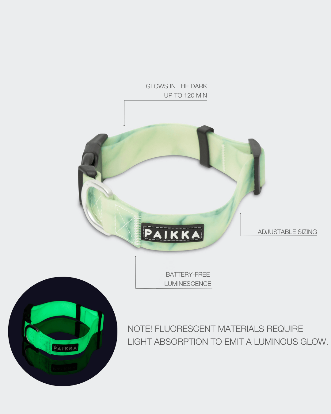 PAIKKA Glow Collar Marmorgrün