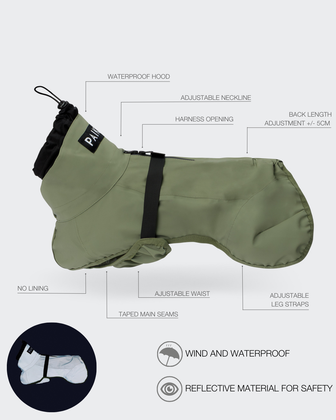 PAIKKA Reflective Shell Jacket Green
