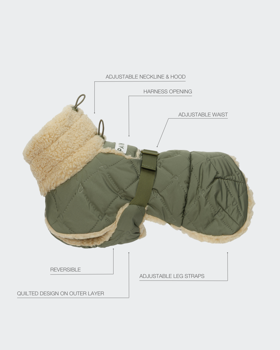 PAIKKA Quilted Sherpa Jacket Olive