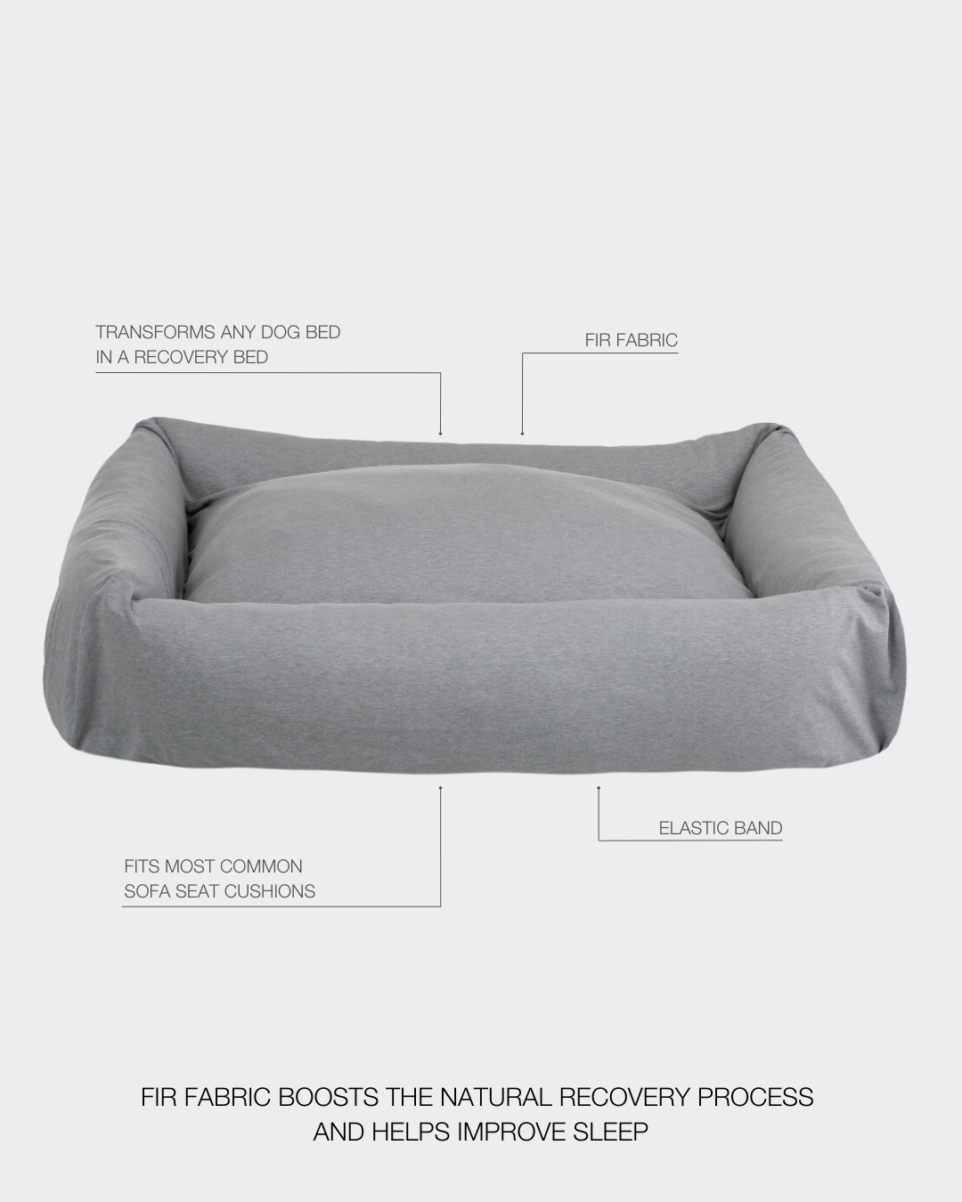 PAIKKA Recovery Burrow Hundebett – Grau, 60 Cm, Mit Memory-Schaum & FIR-Gewebe Für Besseren Schlaf